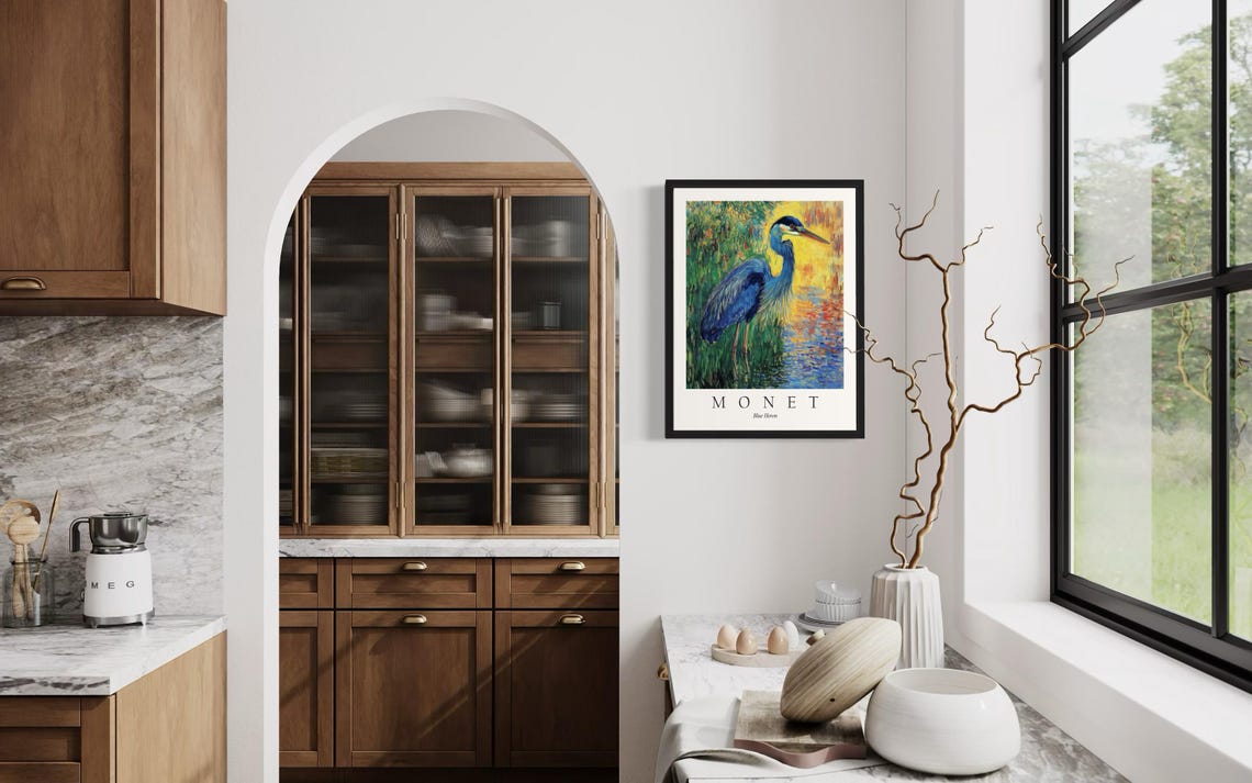 Blue Heron, Monet Art Print - Image 4