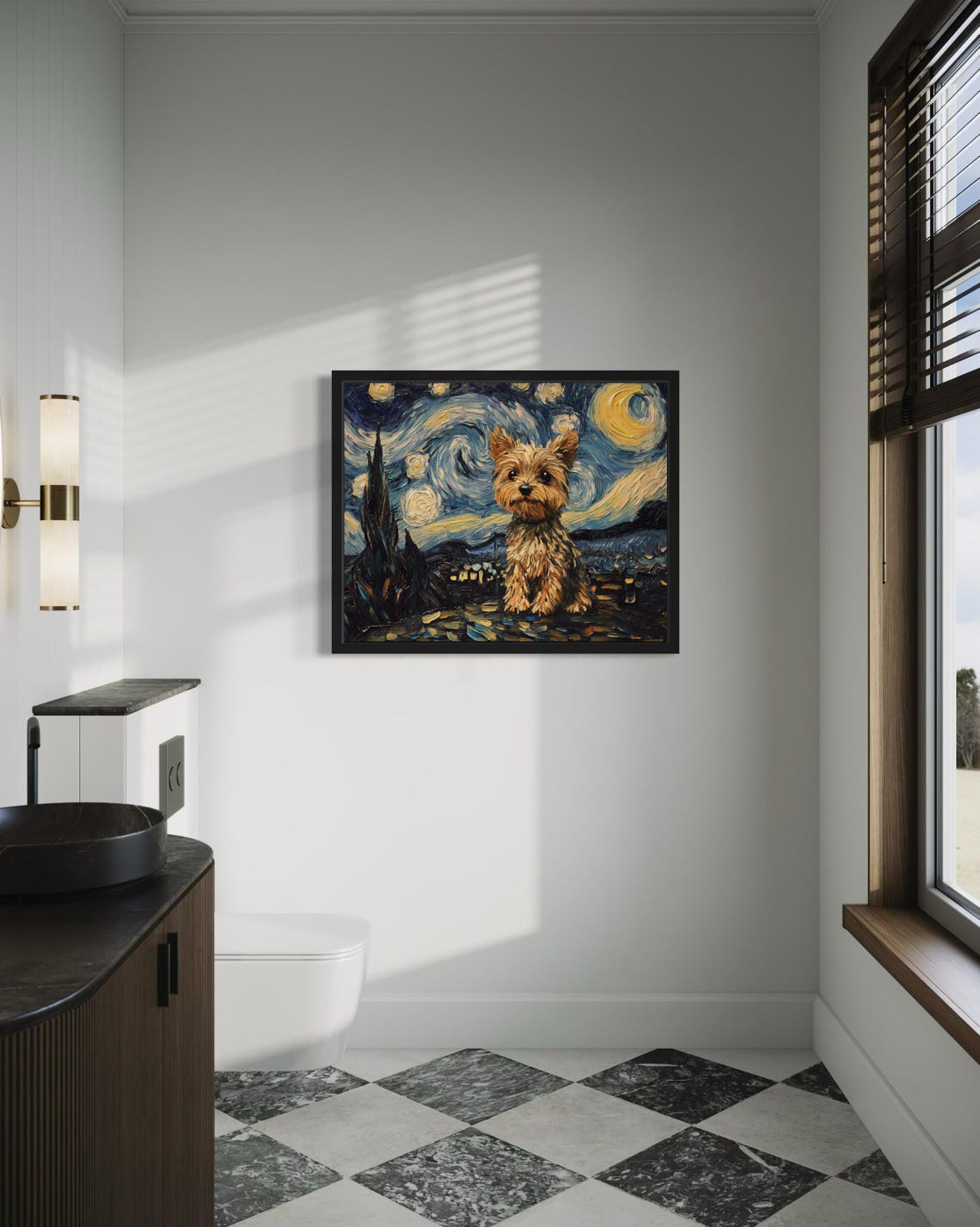 Yorkshire Terrier Starry Night Van Gogh Style Dog Portrait Poster - Image 4