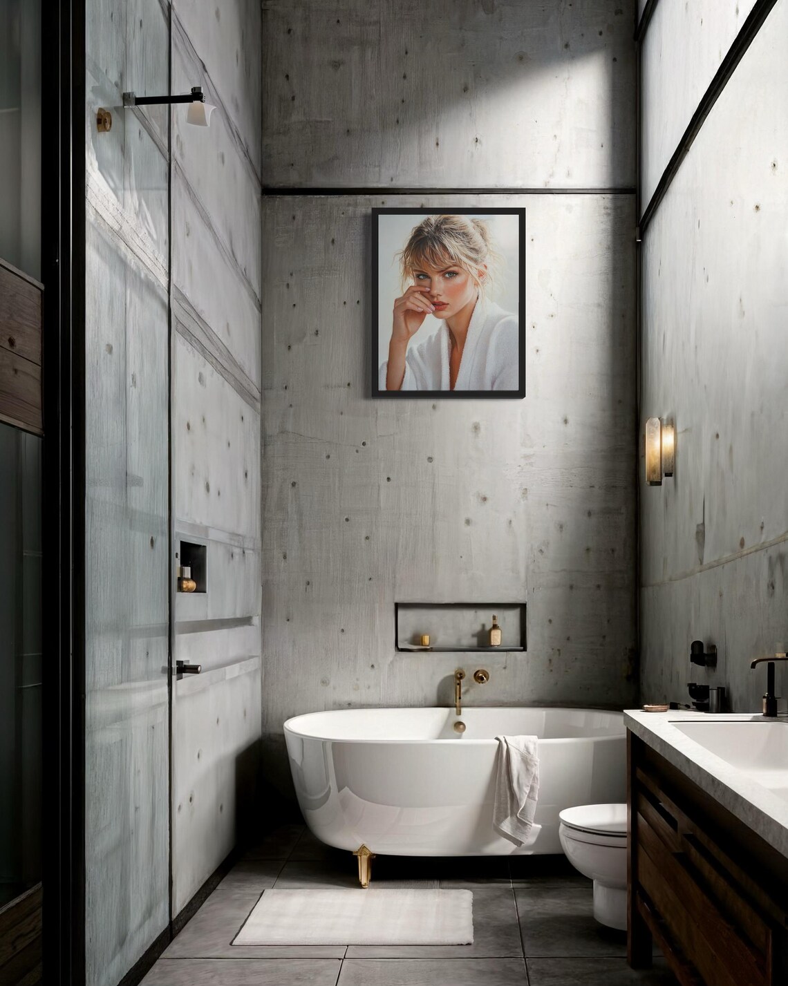 Female Hold Nose, Bathroom Wall Art Print - Image 4