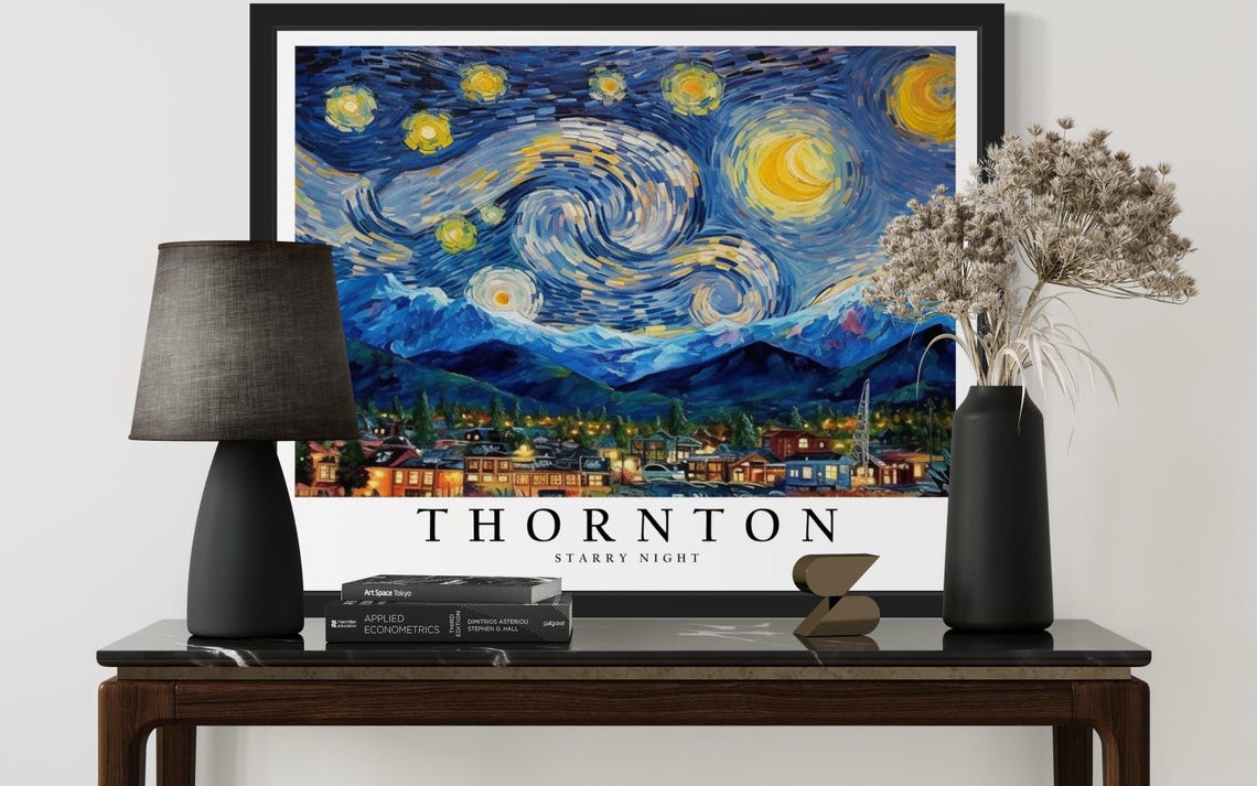 Thornton Colorado Starry Night Snowy Mountain Town Art Poster - Image 3