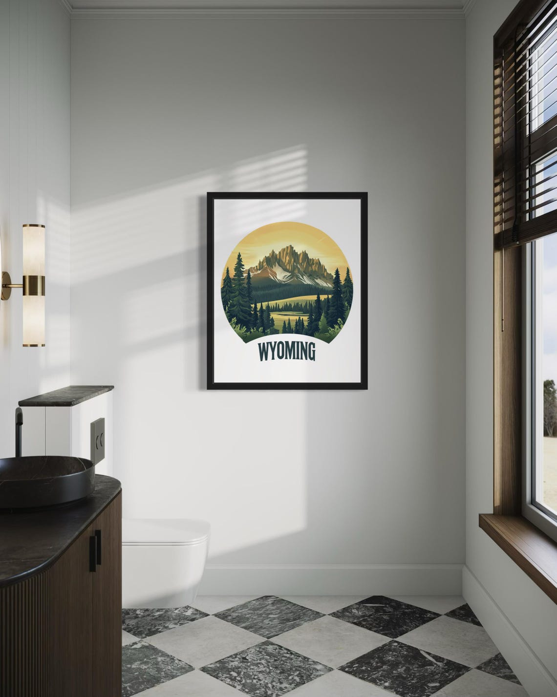 Wyoming Sunset Mountain Circular Travel Scenery Poster Home Decor Gift - Image 4