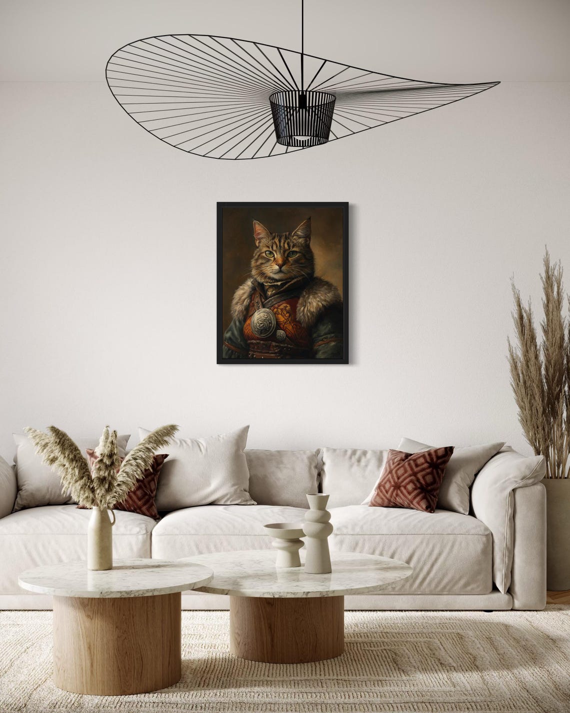 Tabby Cat Viking Warrior In Fur Armor Portrait Oil Painting Poster - Image 2