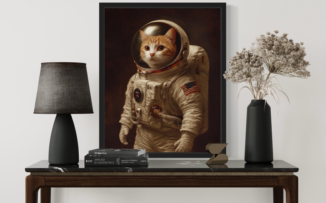 Astronaut Portrait Cat, Original Paint Artwork - Image 4