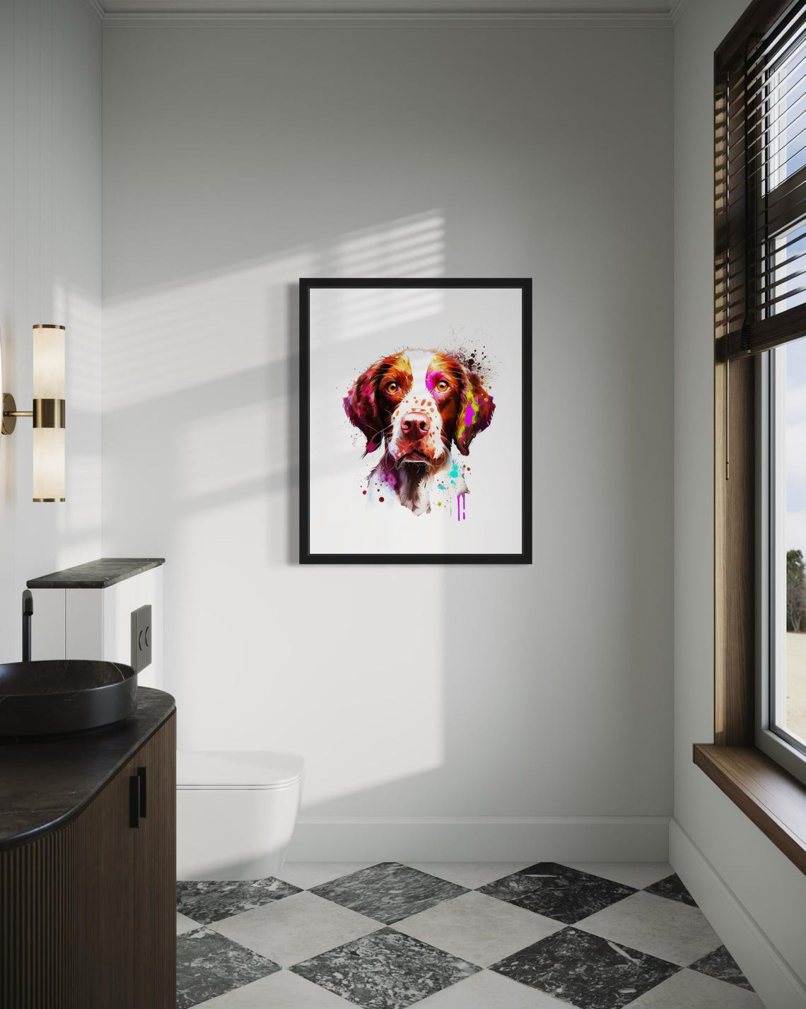 Brittany Spaniel Watercolor Splash Portrait Hunting Dog Poster - Image 2