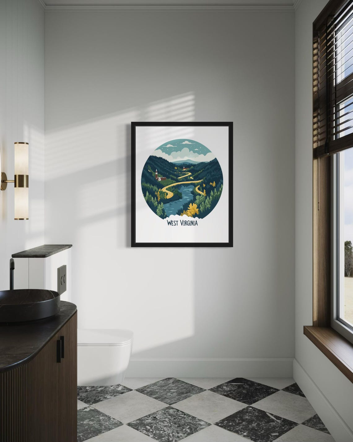 West Virginia Winding Mountain Road Circular Travel Scenery Poster - Image 4