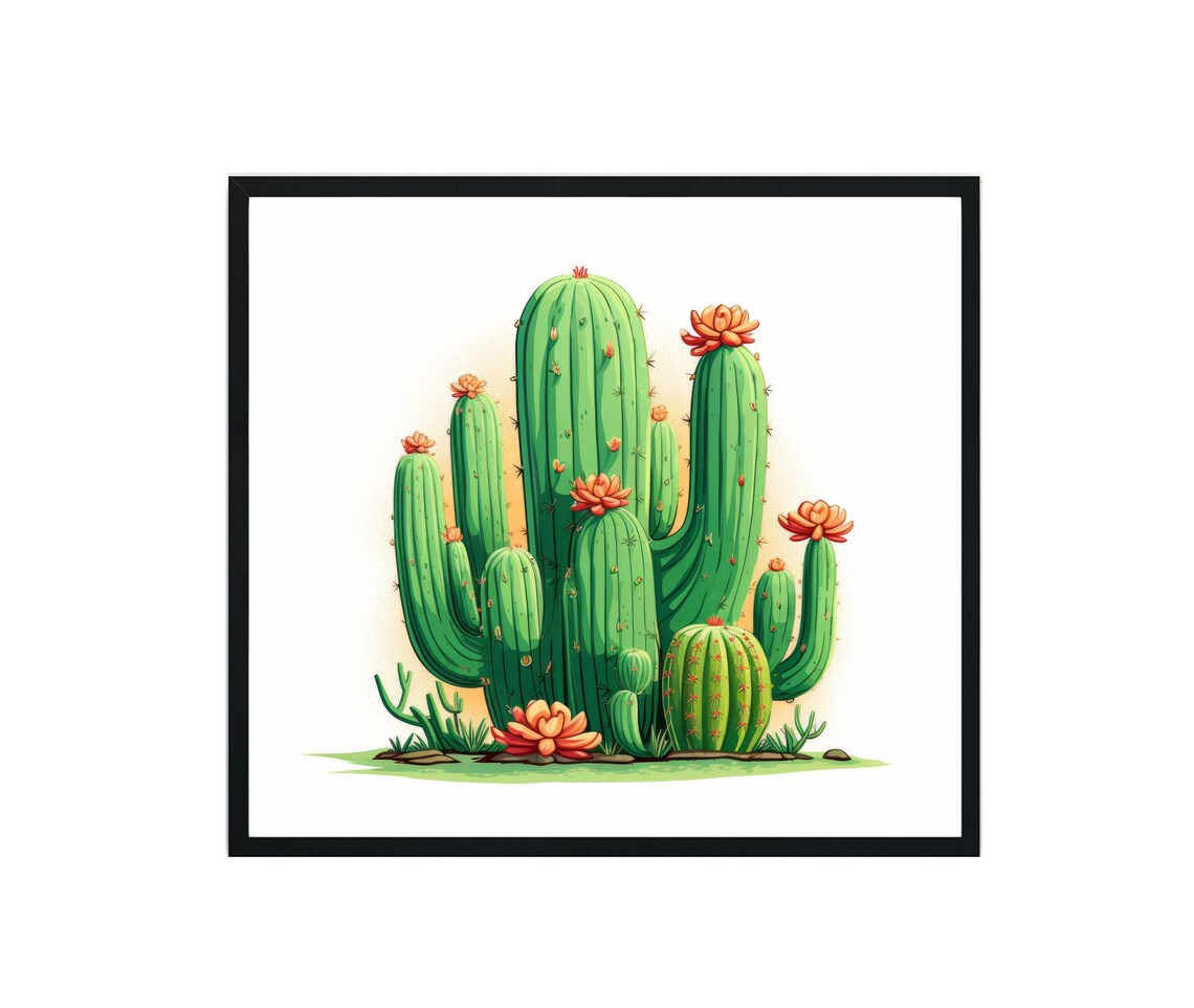 Cactus Plants Art Print, Botanical Decor