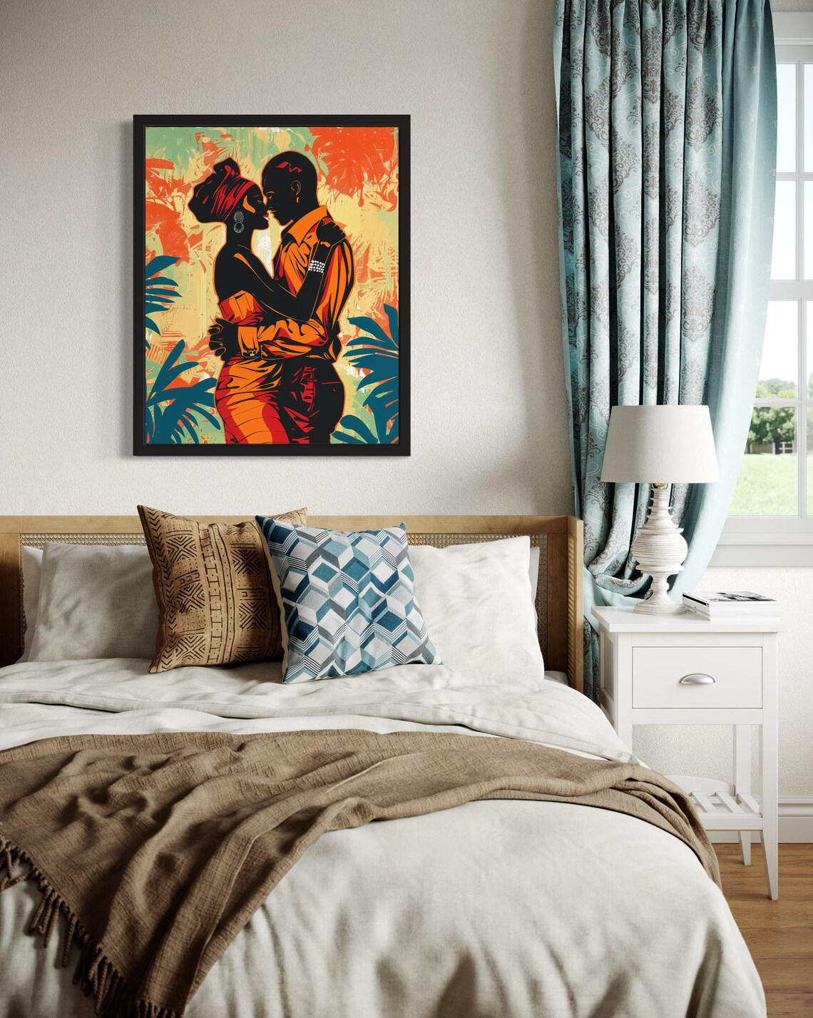 Africa Couple Art Print Wall Art Poster Original Paint Artwork Artwork Decor - Image 4