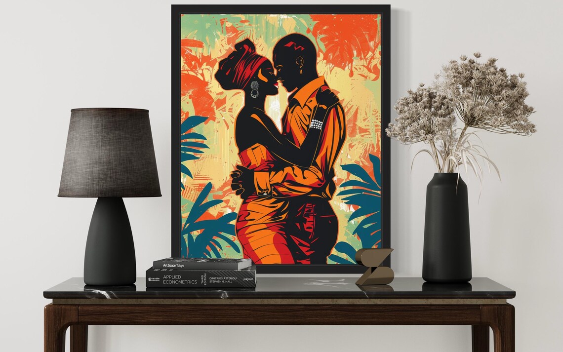 Africa Couple Art Print Wall Art Poster Original Paint Artwork Artwork Decor - Image 2