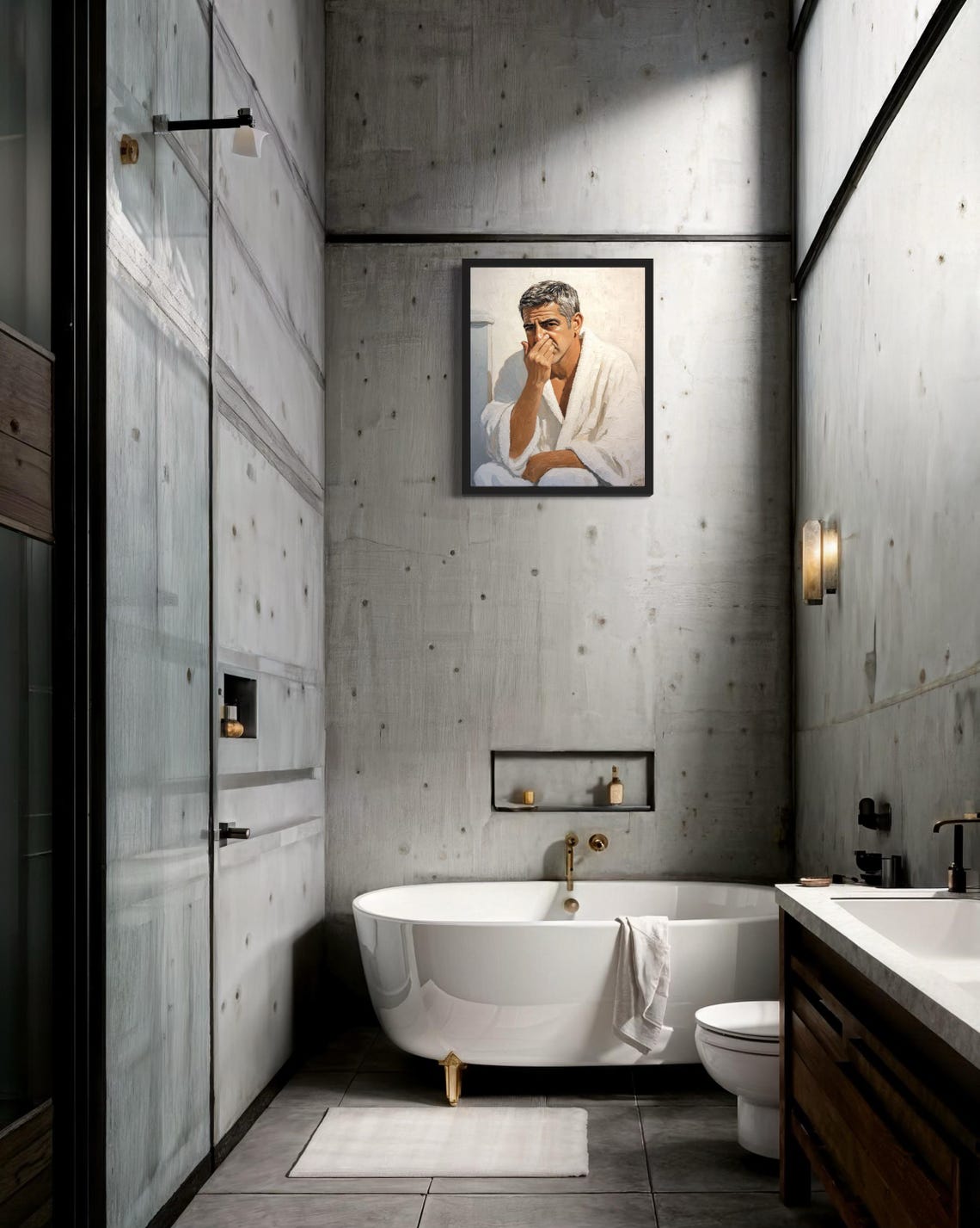 Male Hold Nose Bathroom Art Print - Image 2