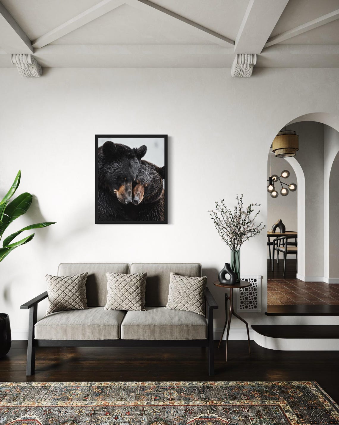 Two Bears Nuzzling Tender Moment Minimalist Wildlife Photo Poster - Image 4