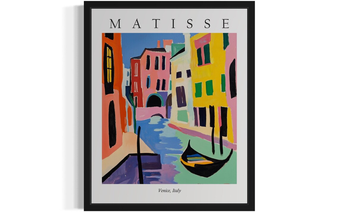 Venice Italy Gondola Canal Colorful Buildings Fauvist Travel Poster