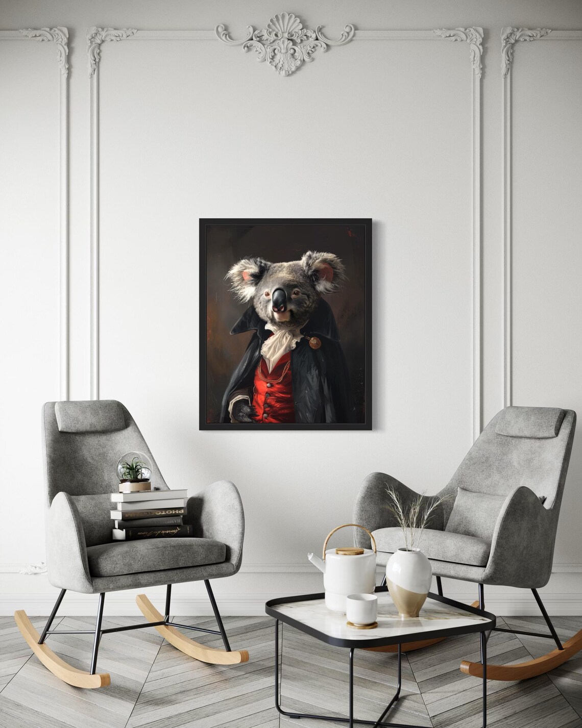 Sweet Koala Vampire In Cape Red Waistcoat Gothic Portrait Poster - Image 3