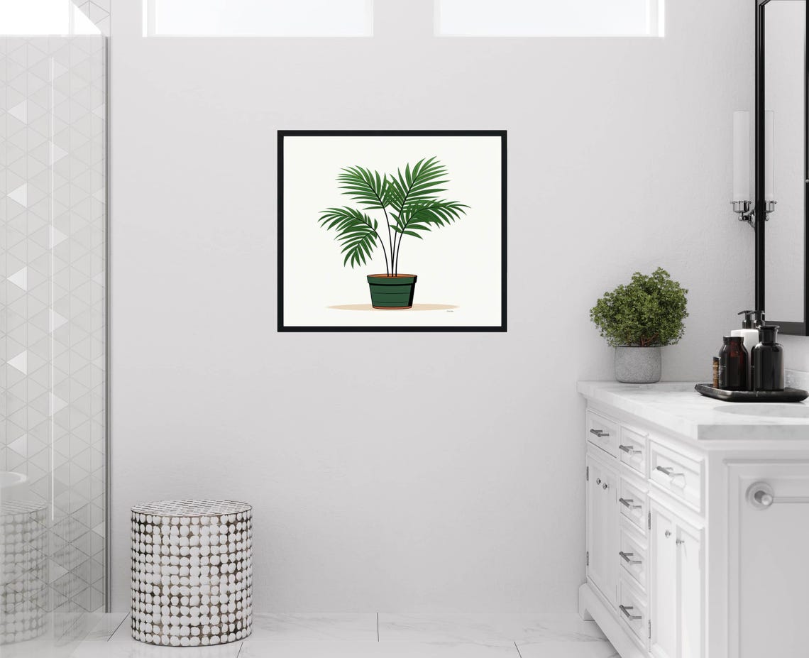 Parlour Palm Plant Minimalist Botanical Illustration Art Poster - Image 2