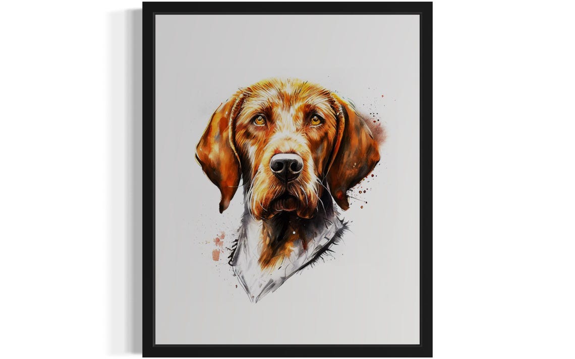 Wirehaired Vizsla Watercolor Portrait Breed Dog Lover Art Poster
