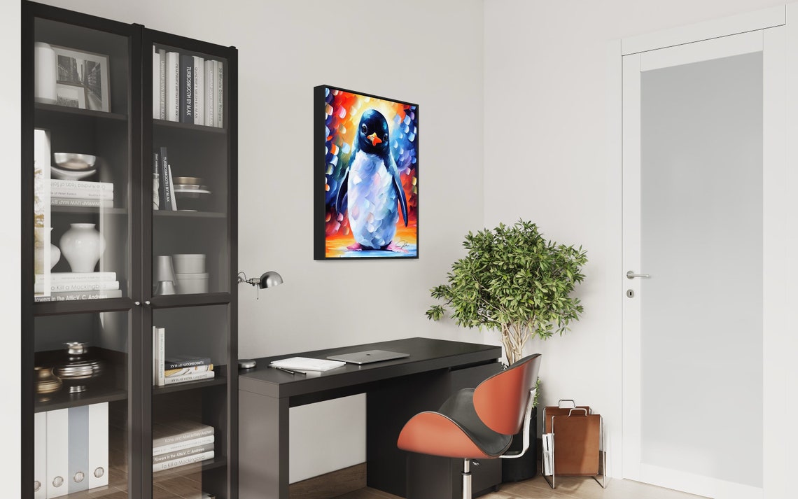 Colorful Penguin Portrait Modern Impressionist Animal Art Poster - Image 3
