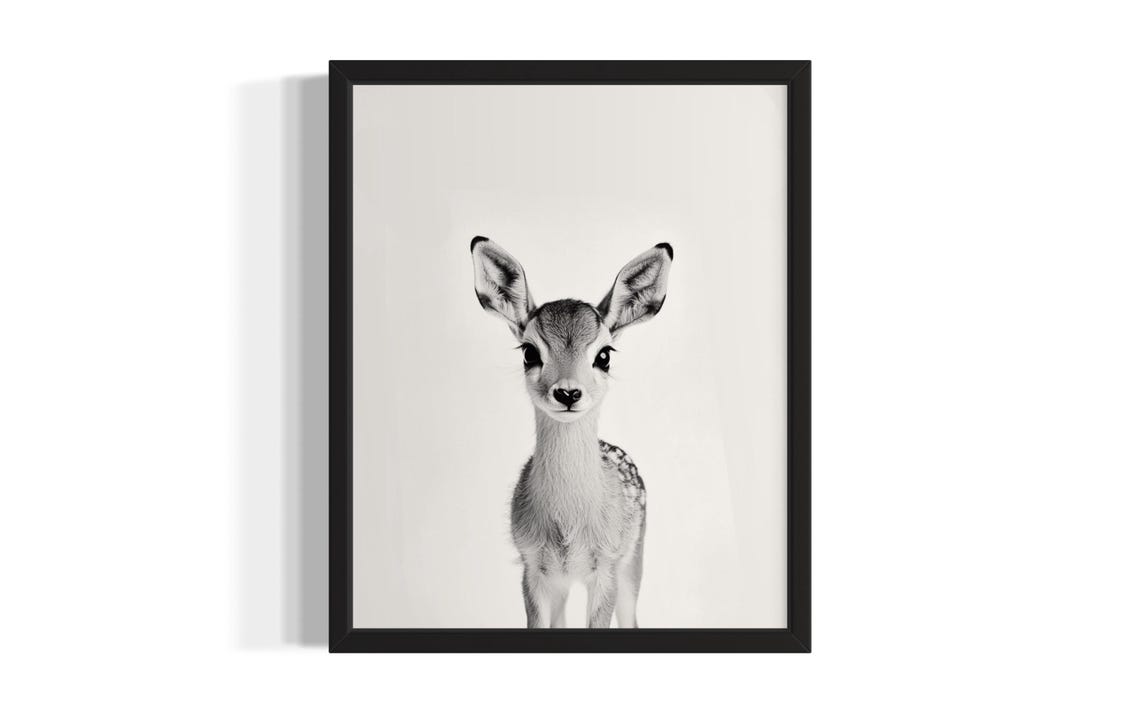 Sweet Black And White Puppy Portrait Minimalist Cute Dog Scene Poster