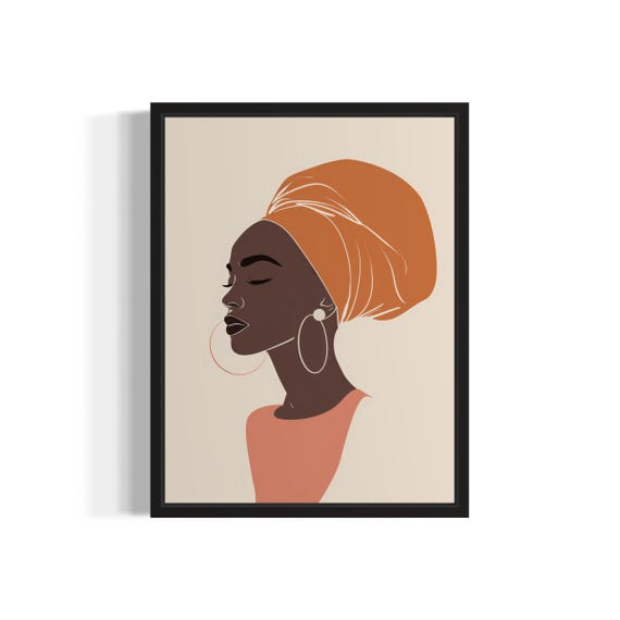 African Female Art Print Wall Poster Original Paint Artwork Decor