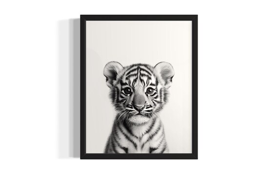 Tiger Animal Black And White Poster Art Print Living Room Wall Original Paint Artwork Decor