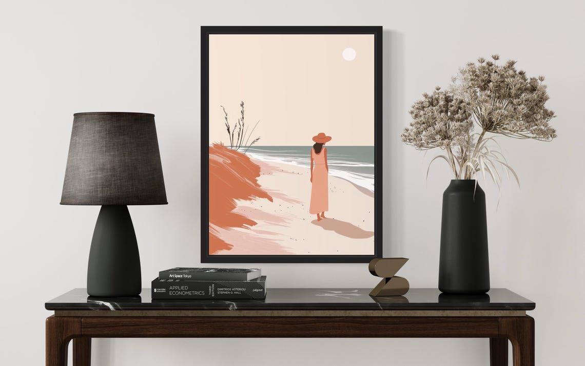 Female At Beach Boho Art Print - Image 3