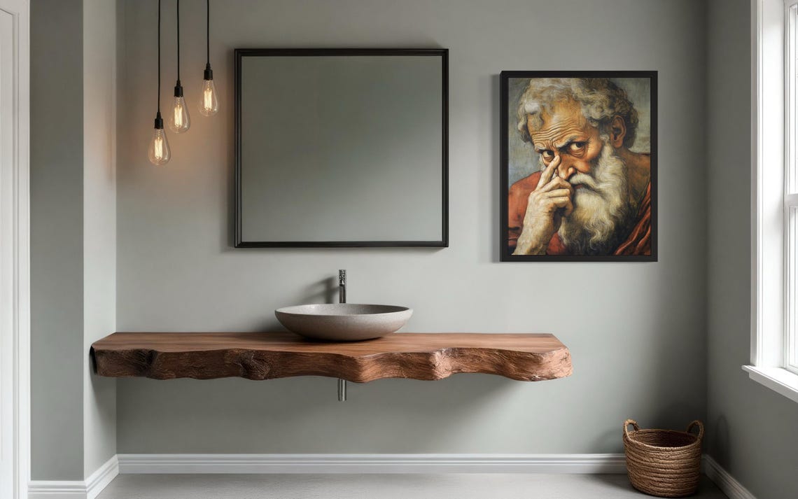 Bearded Old Prophet Figure Touching Nose Renaissance Style Poster - Image 3