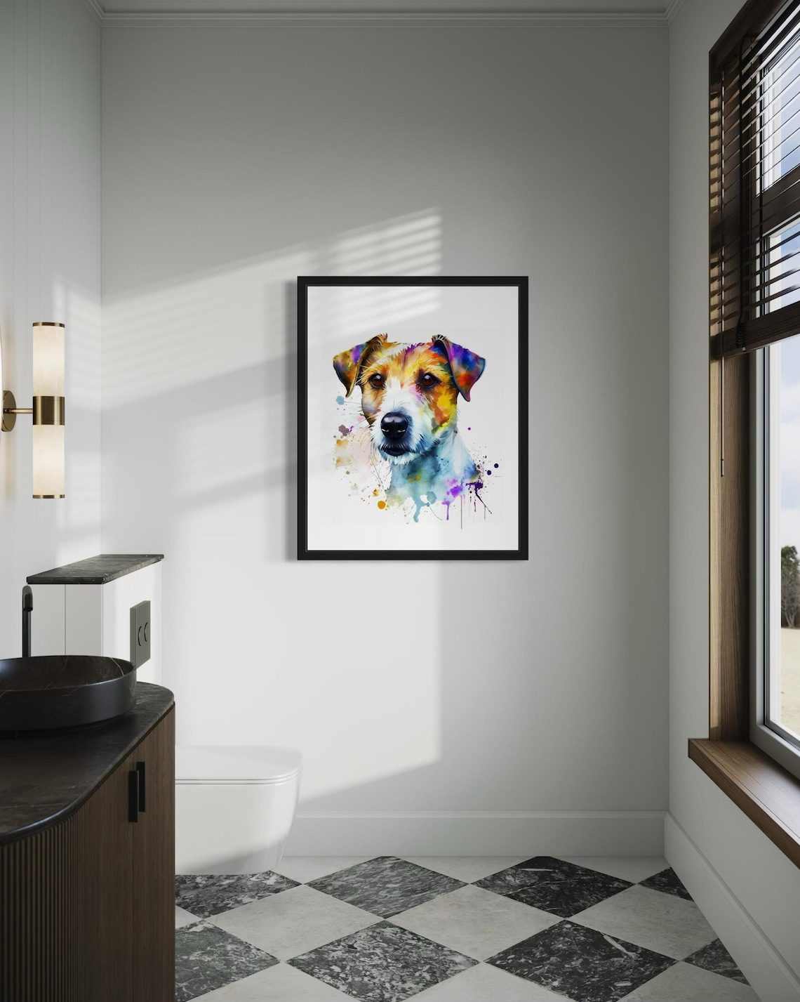 Parson Russell Terrier Dog Rainbow Splash Watercolor Portrait Poster - Image 4