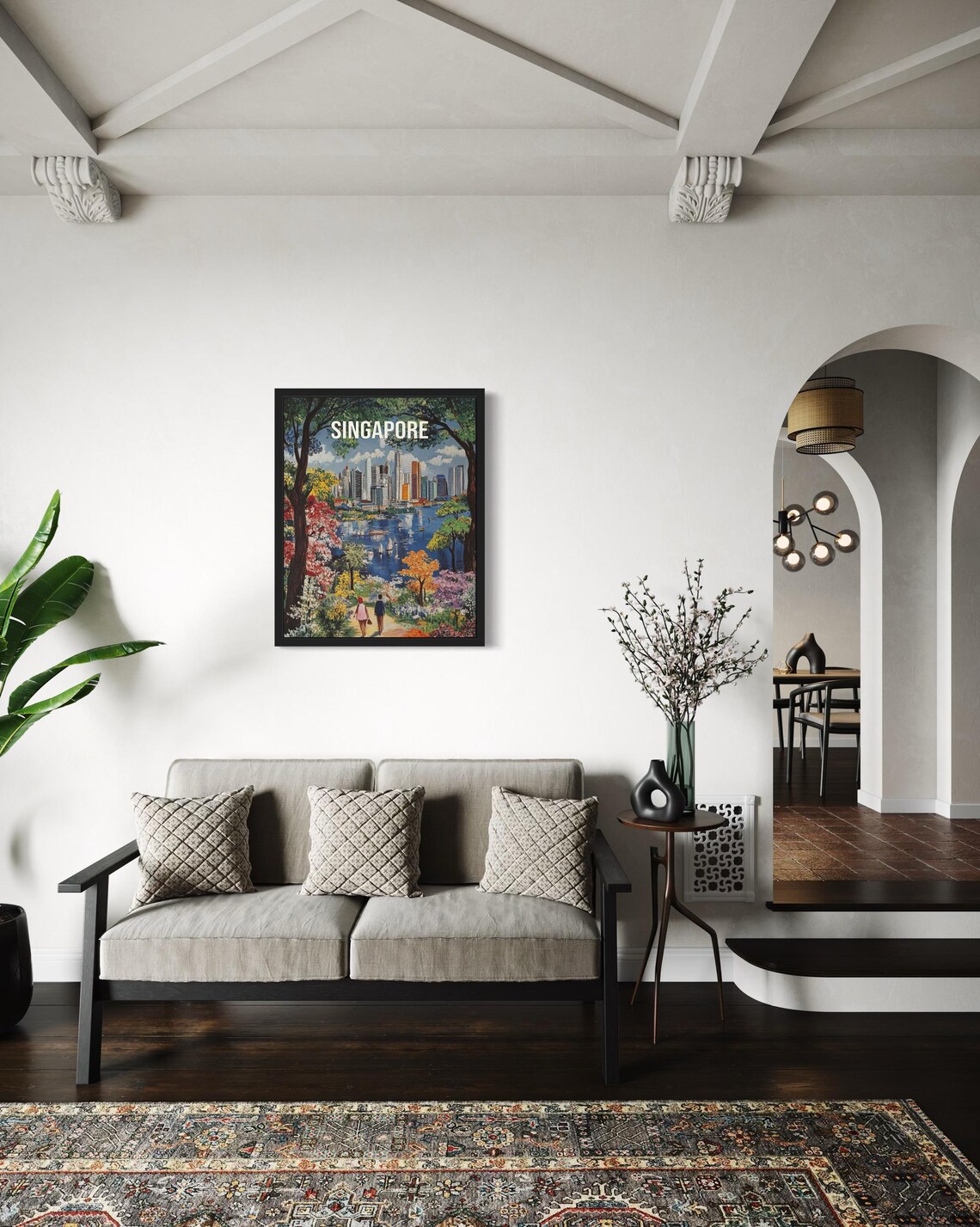 Singapore Skyline Across the Bay from Lush Gardens Travel Poster - Image 4
