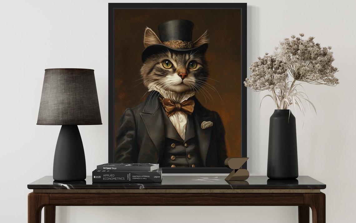 Victorian Portrait Cat, Original Paint Artwork - Image 3