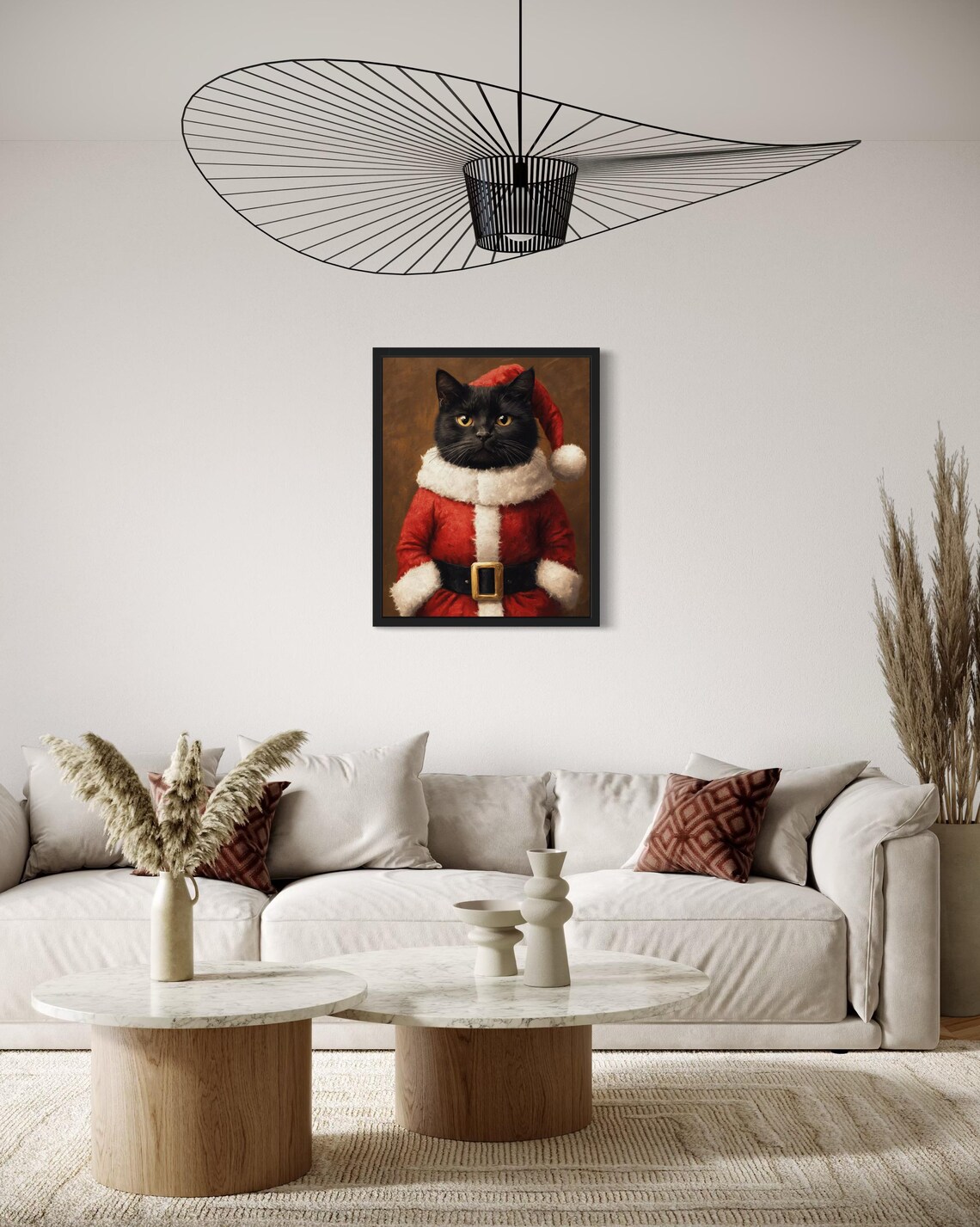Black Cat Dressed As Santa Claus In Red Suit Christmas Poster - Image 3