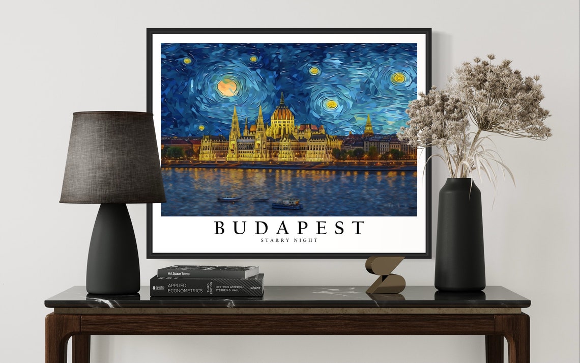 Budapest Parliament Building Van Gogh Starry Night River Poster - Image 3