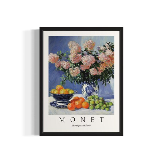 Hyrangea And Fruits Monet Still Life Art Print Wall Art Poster Original Paint Artwork Artwork Decor