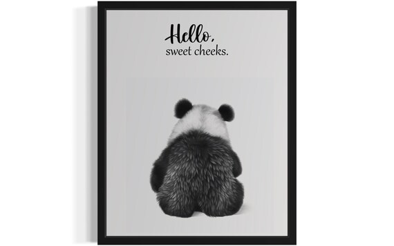 Hello Sweet Cheeks Giant Panda Sitting Bathroom Humor Poster