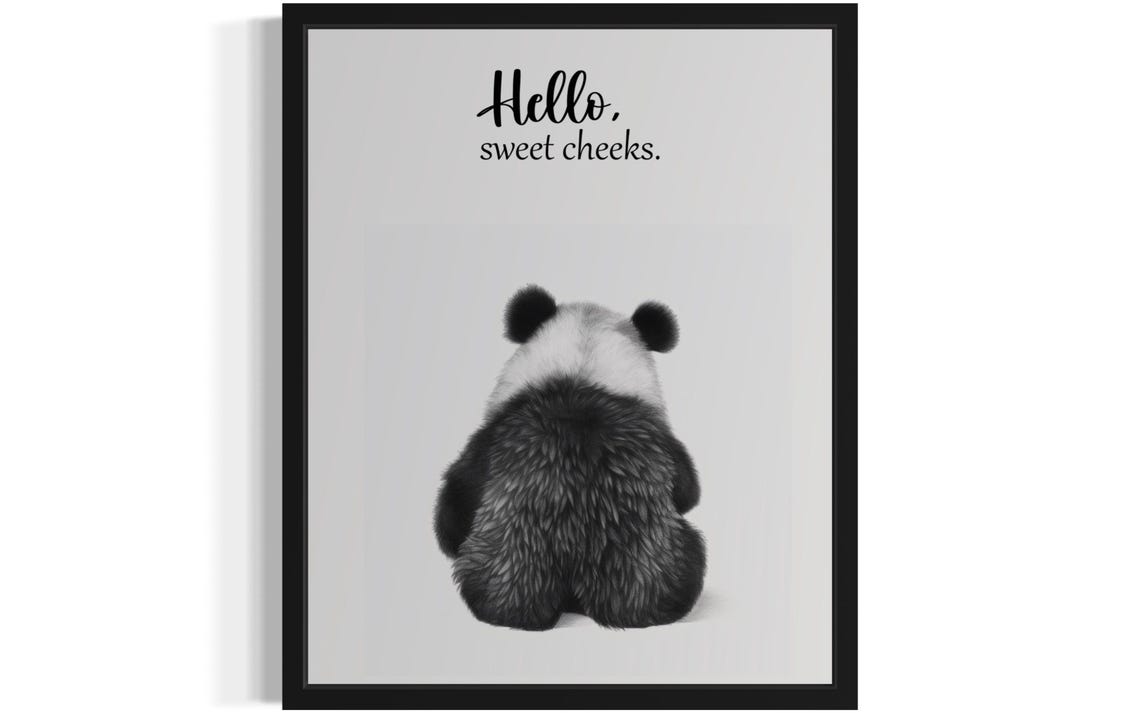Hello Sweet Cheeks Giant Panda Sitting Bathroom Humor Poster