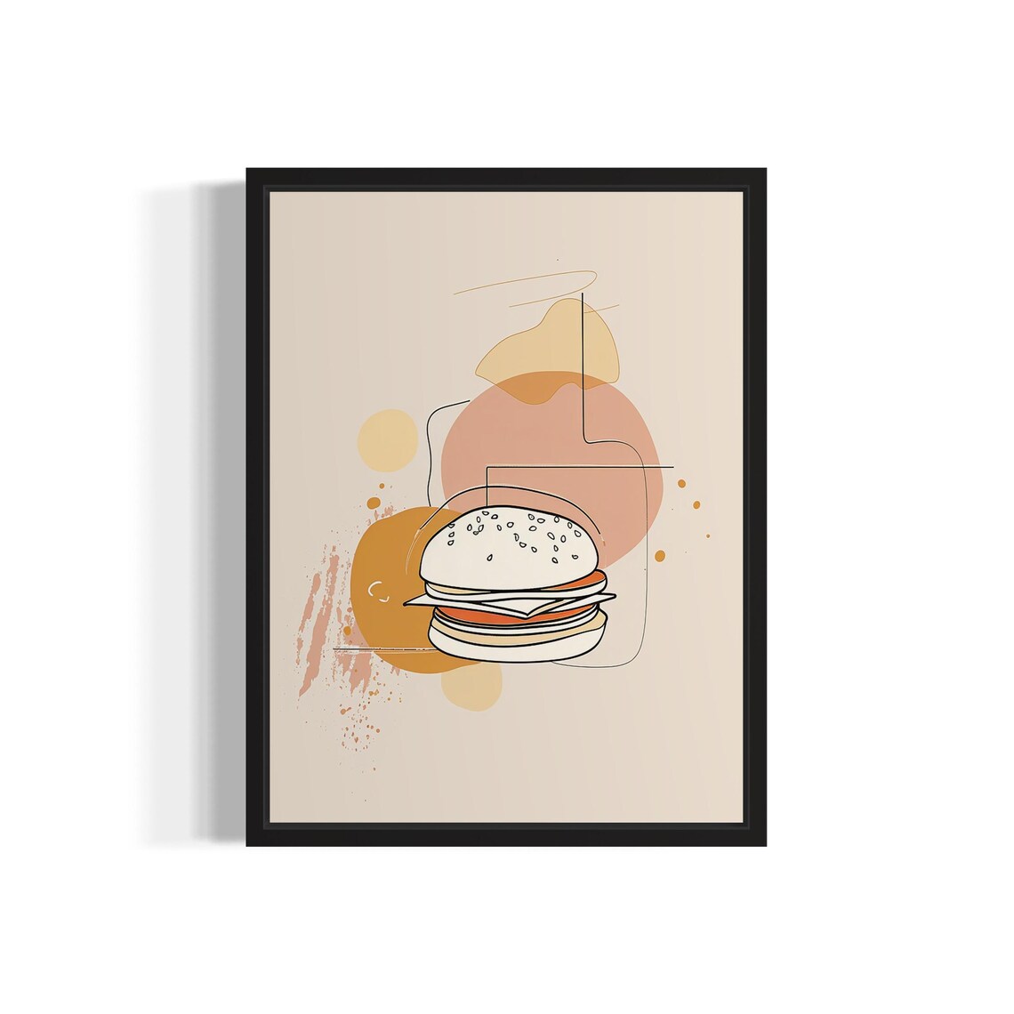 Hamburger Food Art Print, Original Paint Artwork
