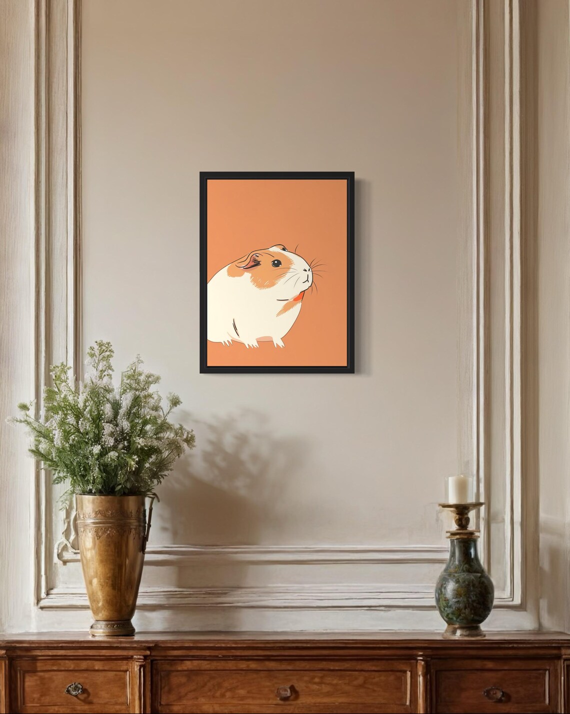Guinea Pig Cute Terracotta Background Minimalist Portrait Poster - Image 2