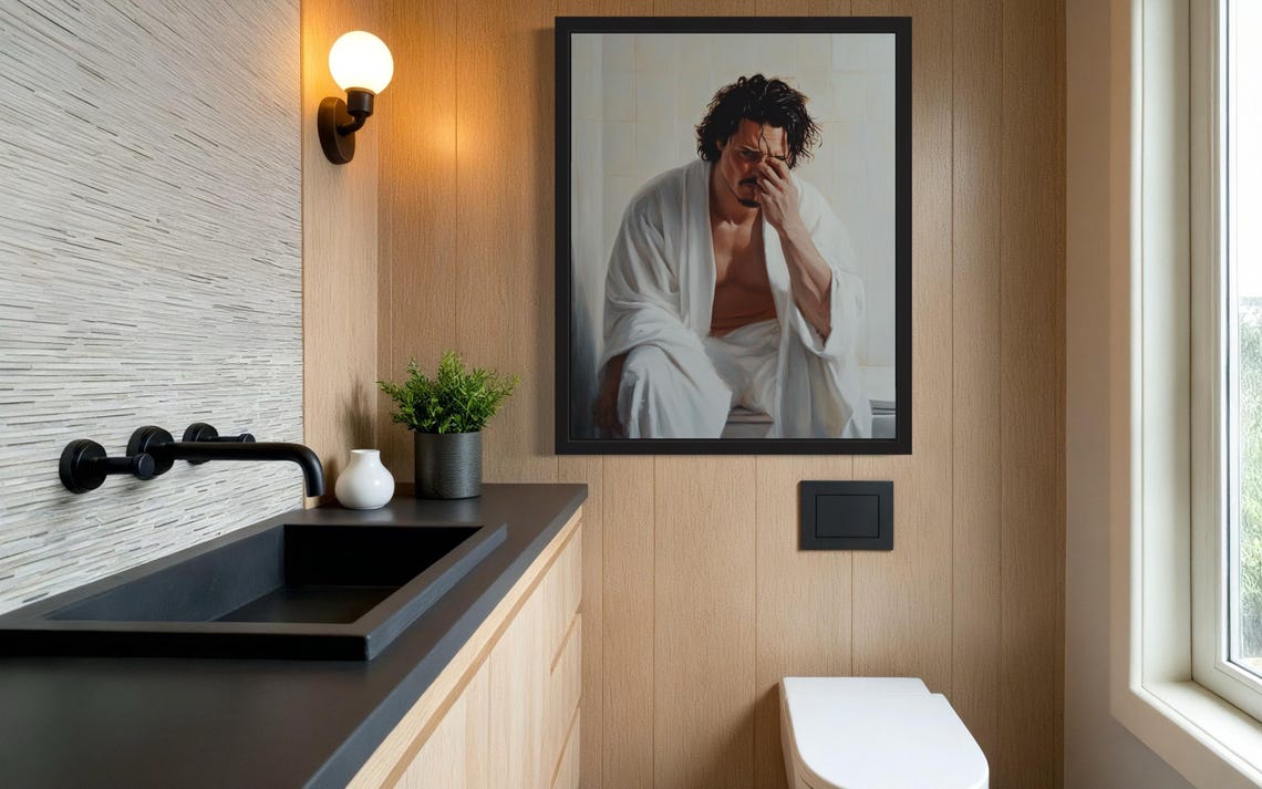 Male Hold Nose Bathroom Wall Art - Image 4