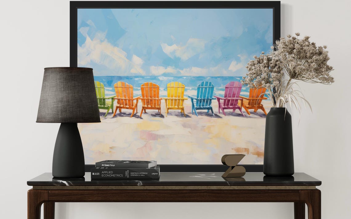 Chairs At Sand Beach Abstract Art Print - Image 3