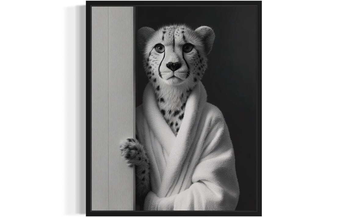 Cheetah Animal Restroom Poster Art Print Bathroom Wall Original Paint Artwork Decor