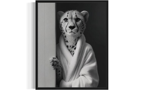 Cheetah Animal Restroom Poster Art Print Bathroom Wall Original Paint Artwork Decor