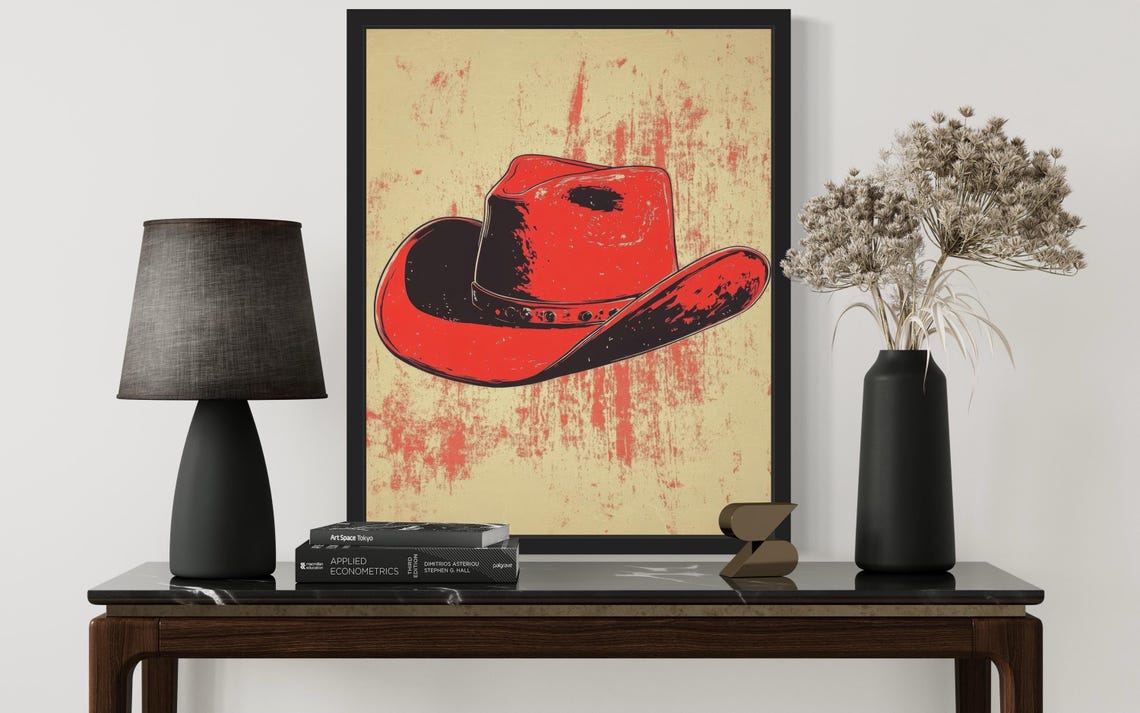 Cowboy Hat Pop Art Print Wall Art Poster Original Paint Artwork Artwork Decor - Image 4