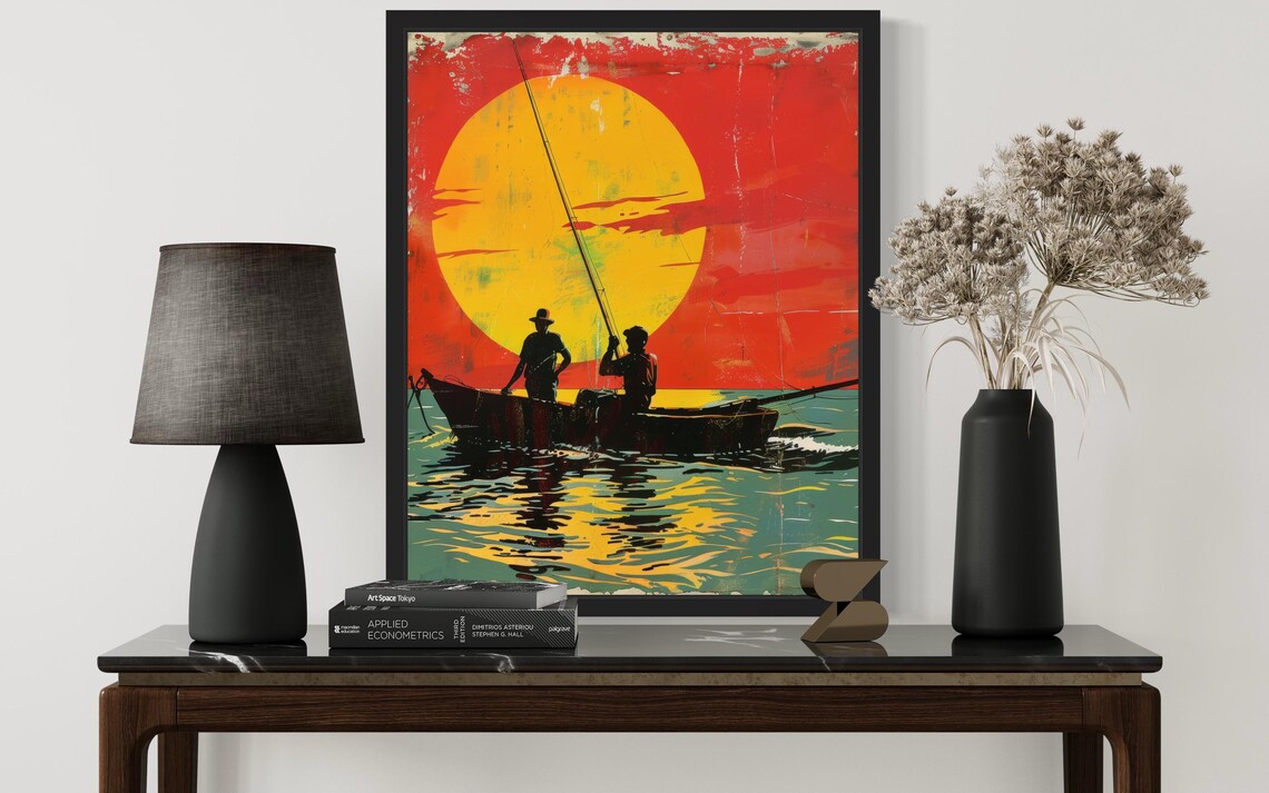 African Fishing Art Print Wall Art Poster Original Paint Artwork Artwork Decor - Image 2