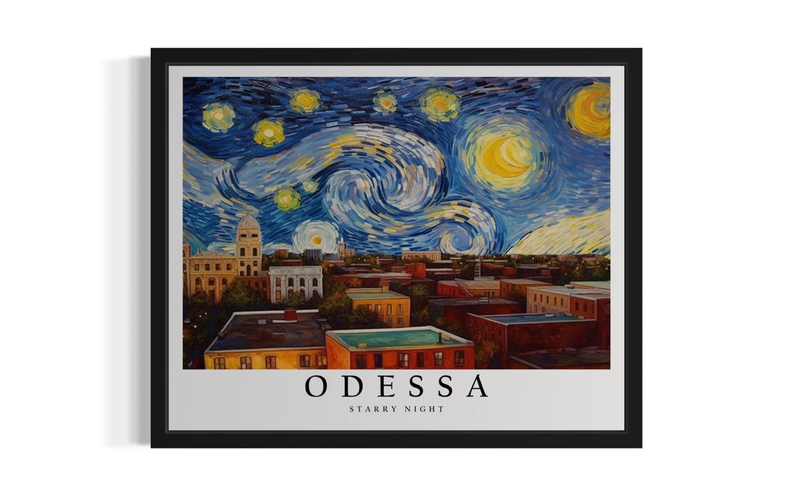 Odessa Texas Starry Night, Art Print
