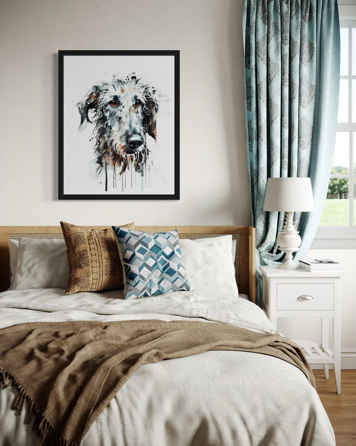 Scottish Deerhound Grey Shaggy Hound Watercolor Portrait Poster - Image 4