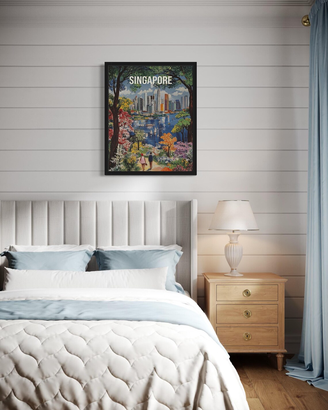 Singapore Skyline Across the Bay from Lush Gardens Travel Poster - Image 2
