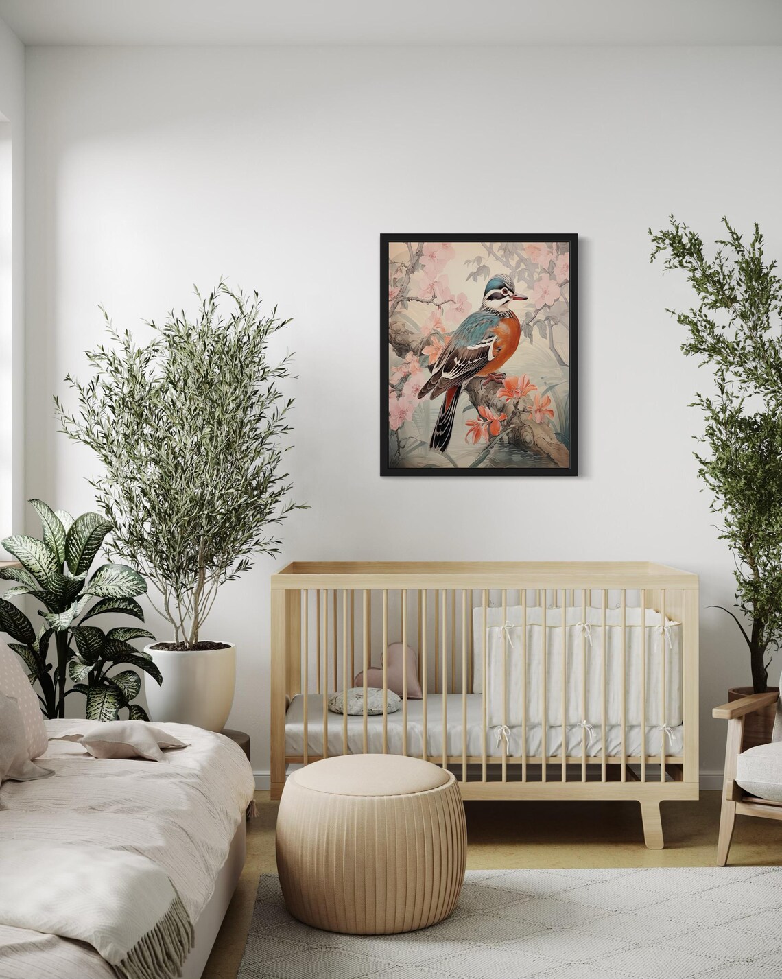 Mandarin Duck Among Pink Cherry Blossoms Vintage Waterfowl Poster - Image 4