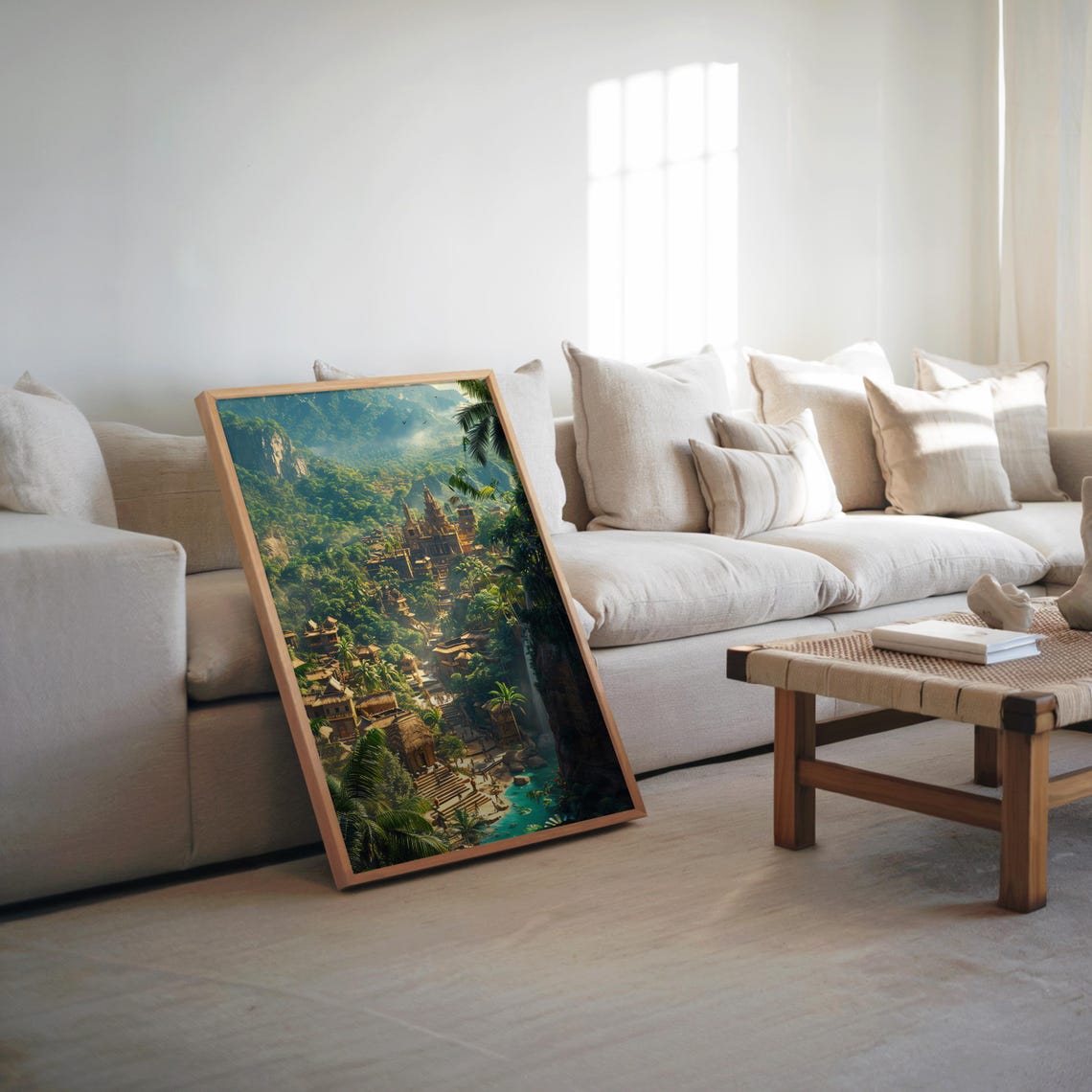 Hidden Tropical Waterfall Jungle Temples Valley Nature Poster