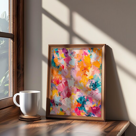 Abstract Brush Stroke Artwork Expressionism Impressionism Acrylic Oil Painting Vibrant Color Palette Art Print Wall Decor Pas