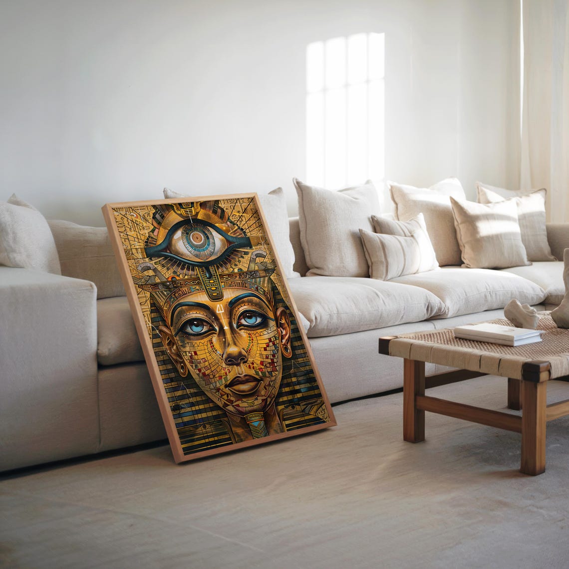 Golden Ancient Egyptian Pharaoh Face Eye Of Horus Mosaic Art Poster