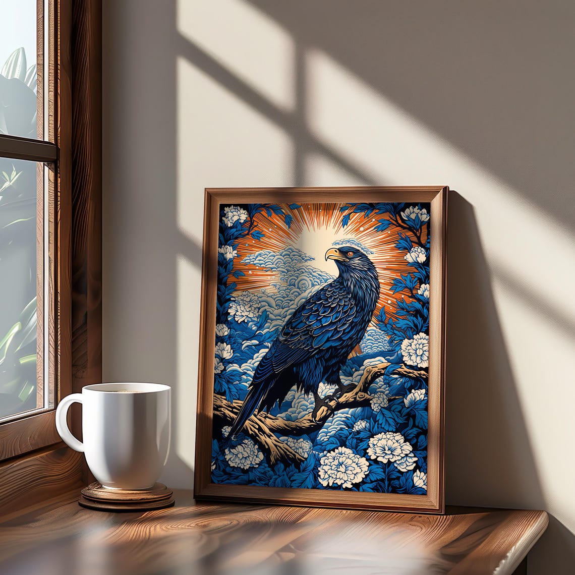 Memphis Design Bird On Branch Maximalist Pixel Art Poster Vibrant Colors High Contrast Detailed Retro Style Screen Print
