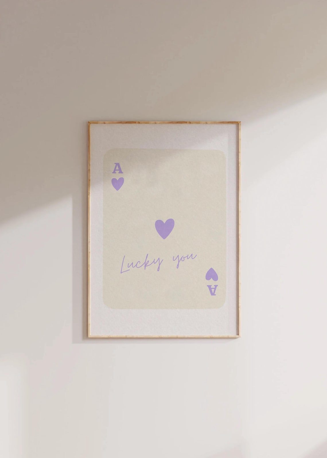 Trendy Purple Ace of Hearts Lucky You Script Playing Card Poster