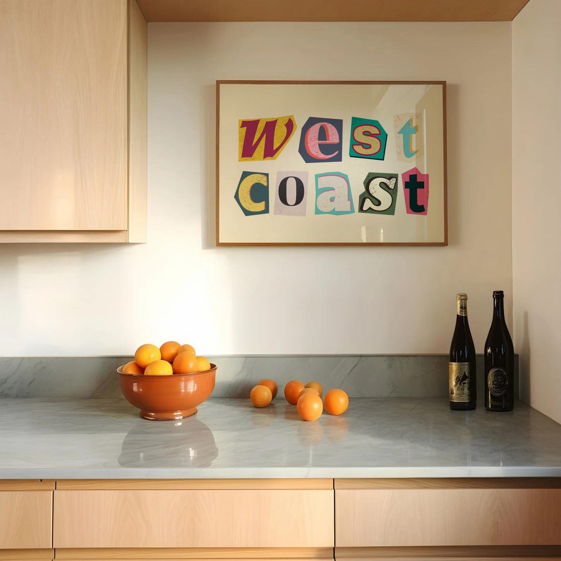 West Coast Cutout Ransom Note Style Colorful Magazine Letters Print - Image 4